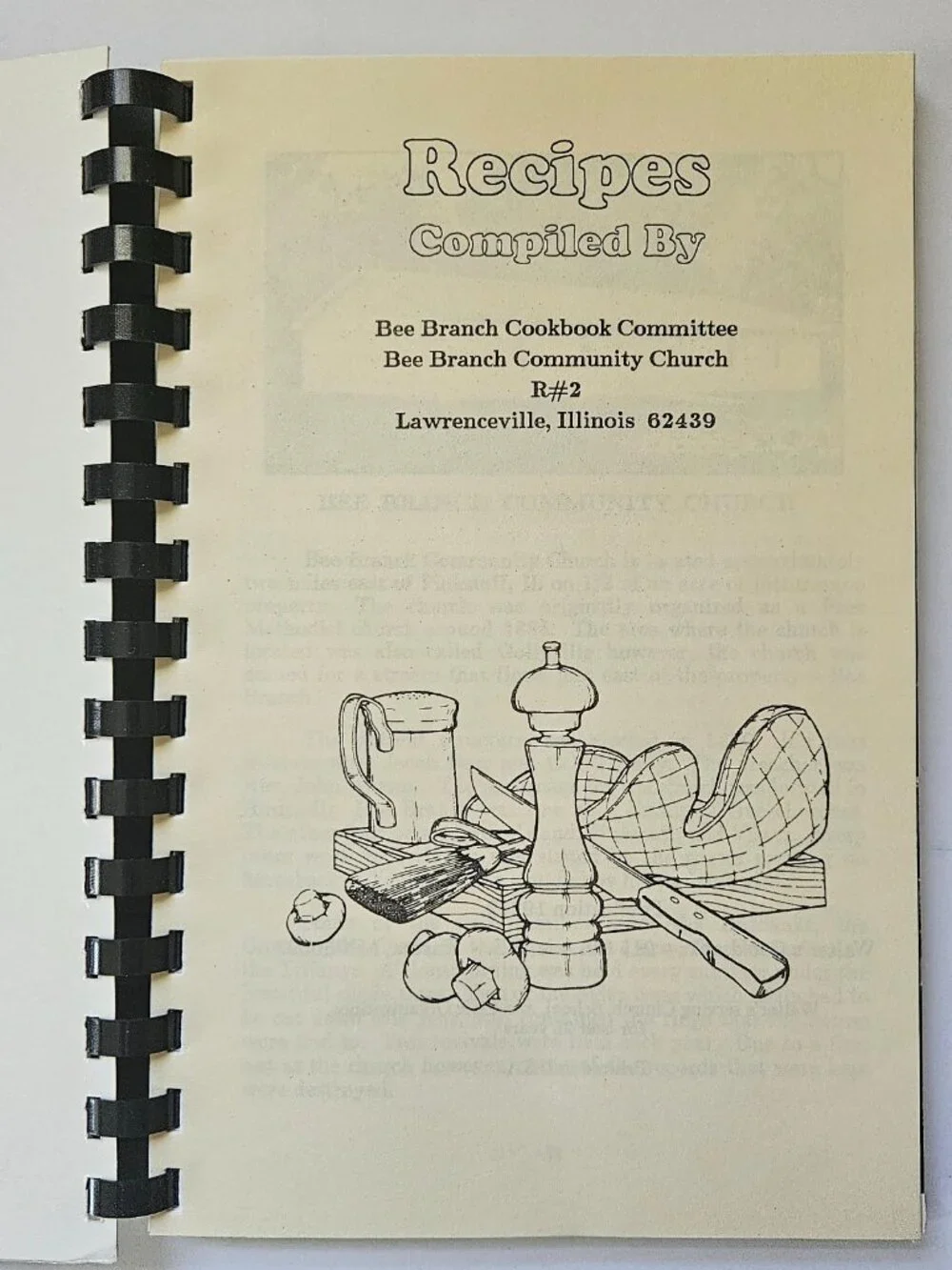 Vintage 1972 Favorite Recipes Bee Branch church Cookbook Illinois granny cottage